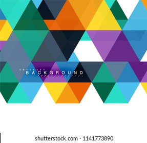 Fondo abstracto de triángulos multicolores, concepto de mosaicos, ilustración vectorial