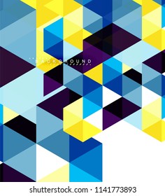 Multicolored triangles abstract background, mosaic tiles concept, vector illustration