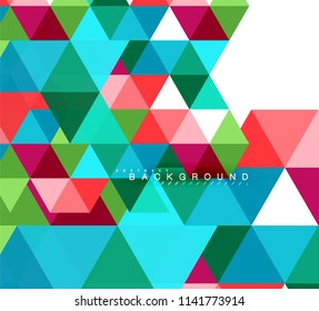 Fondo abstracto de triángulos multicolores, concepto de mosaicos, ilustración vectorial