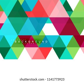 Fundo abstrato triângulos multicoloridos, conceito de mosaico azulejos, ilustração vetorial