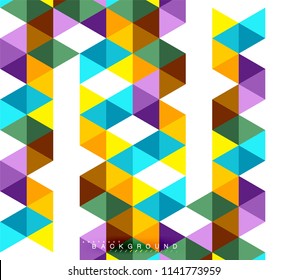 Fondo abstracto de triángulos multicolores, concepto de mosaicos, ilustración vectorial