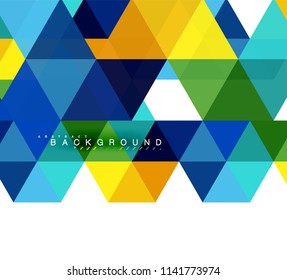 Fondo abstracto de triángulos multicolores, concepto de mosaicos, ilustración vectorial