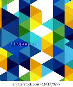 Fondo abstracto de triángulos multicolores, concepto de mosaicos, ilustración vectorial