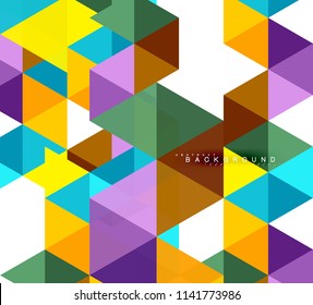 Multicolored triangles abstract background, mosaic tiles concept, vector illustration