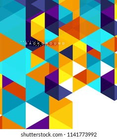 Fondo abstracto de triángulos multicolores, concepto de mosaicos, ilustración vectorial