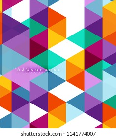 Multicolored triangles abstract background, mosaic tiles concept, vector illustration