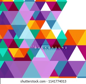 Fondo abstracto de triángulos multicolores, concepto de mosaicos, ilustración vectorial