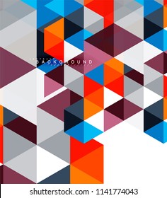 Multicolored triangles abstract background, mosaic tiles concept, vector illustration