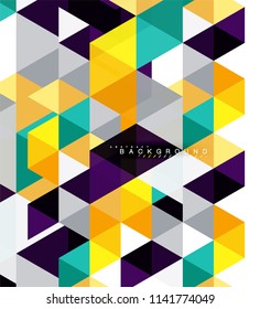 Fondo abstracto de triángulos multicolores, concepto de mosaicos, ilustración vectorial
