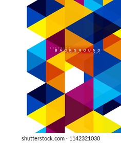 Multicolored triangles abstract background, mosaic tiles concept, vector illustration