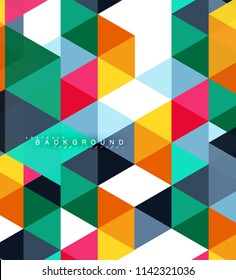 Multicolored triangles abstract background, mosaic tiles concept, vector illustration