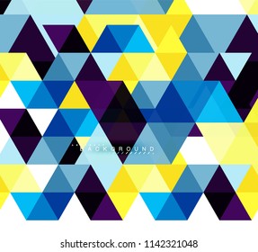 Fondo abstracto de triángulos multicolores, concepto de mosaicos, ilustración vectorial