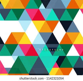 Multicolored triangles abstract background, mosaic tiles concept, vector illustration