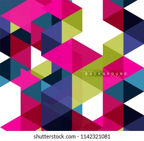 Multicolored triangles abstract background, mosaic tiles concept, vector illustration