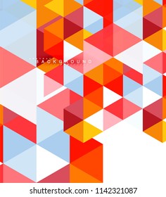 Fondo abstracto de triángulos multicolores, concepto de mosaicos, ilustración vectorial
