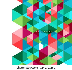 Multicolored triangles abstract background, mosaic tiles concept, vector illustration