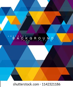 Multicolored triangles abstract background, mosaic tiles concept, vector illustration
