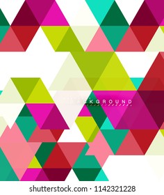 Multicolored triangles abstract background, mosaic tiles concept, vector illustration