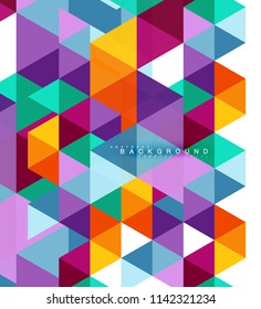 Multicolored triangles abstract background, mosaic tiles concept, vector illustration