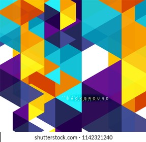 Multicolored triangles abstract background, mosaic tiles concept, vector illustration