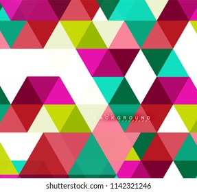 Multicolored triangles abstract background, mosaic tiles concept, vector illustration