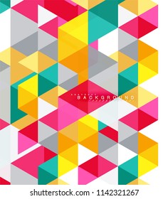 Multicolored triangles abstract background, mosaic tiles concept, vector illustration
