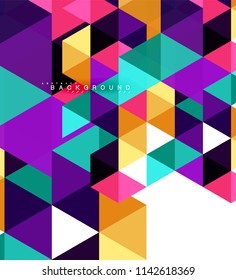 Multicolored triangles abstract background, mosaic tiles concept, vector illustration