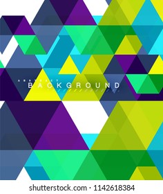 Fondo abstracto de triángulos multicolores, concepto de mosaicos, ilustración vectorial