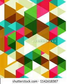 Multicolored triangles abstract background, mosaic tiles concept, vector illustration