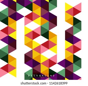 Fondo abstracto de triángulos multicolores, concepto de mosaicos, ilustración vectorial