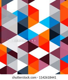 Multicolored triangles abstract background, mosaic tiles concept, vector illustration