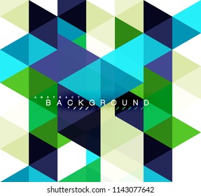 Multicolored triangles abstract background, mosaic tiles concept, vector illustration