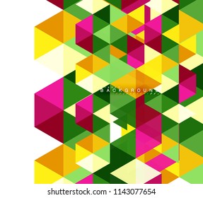 Fundo abstrato triângulos multicoloridos, conceito de mosaico azulejos, ilustração vetorial