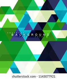 Multicolored triangles abstract background, mosaic tiles concept, vector illustration