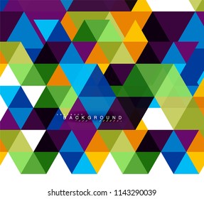 Fondo abstracto de triángulos multicolores, concepto de mosaicos, ilustración vectorial