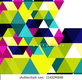 Multicolored triangles abstract background, mosaic tiles concept, vector illustration