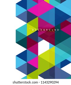 Multicolored triangles abstract background, mosaic tiles concept, vector illustration