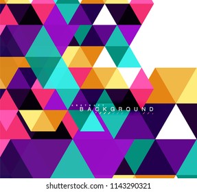 Multicolored triangles abstract background, mosaic tiles concept, vector illustration