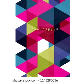 Multicolored triangles abstract background, mosaic tiles concept, vector illustration