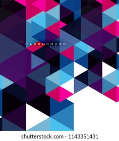 Multicolored triangles abstract background, mosaic tiles concept, vector illustration