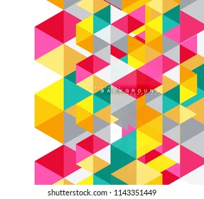 Multicolored triangles abstract background, mosaic tiles concept, vector illustration