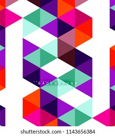 Fondo abstracto de triángulos multicolores, concepto de mosaicos, ilustración vectorial