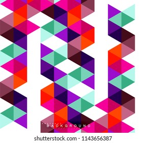 Multicolored triangles abstract background, mosaic tiles concept, vector illustration