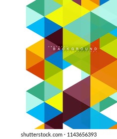 Multicolored triangles abstract background, mosaic tiles concept, vector illustration