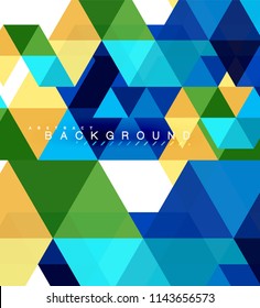 Multicolored triangles abstract background, mosaic tiles concept, vector illustration