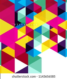 Fondo abstracto de triángulos multicolores, concepto de mosaicos, ilustración vectorial