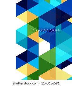 Multicolored triangles abstract background, mosaic tiles concept, vector illustration