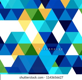 Multicolored triangles abstract background, mosaic tiles concept, vector illustration