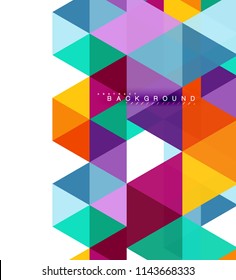 Fondo abstracto de triángulos multicolores, concepto de mosaicos, ilustración vectorial