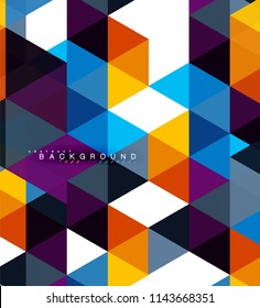 Multicolored triangles abstract background, mosaic tiles concept, vector illustration